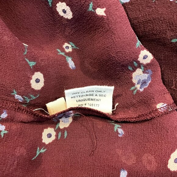 Ulla Johnson Lida Blouse Top Maroon Floral Silk Chiffon V-Neck Size 2 S Sheer - Picture 14 of 14